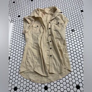 Bailey 44 Beige Sleeveless Button-Up Shirt size small